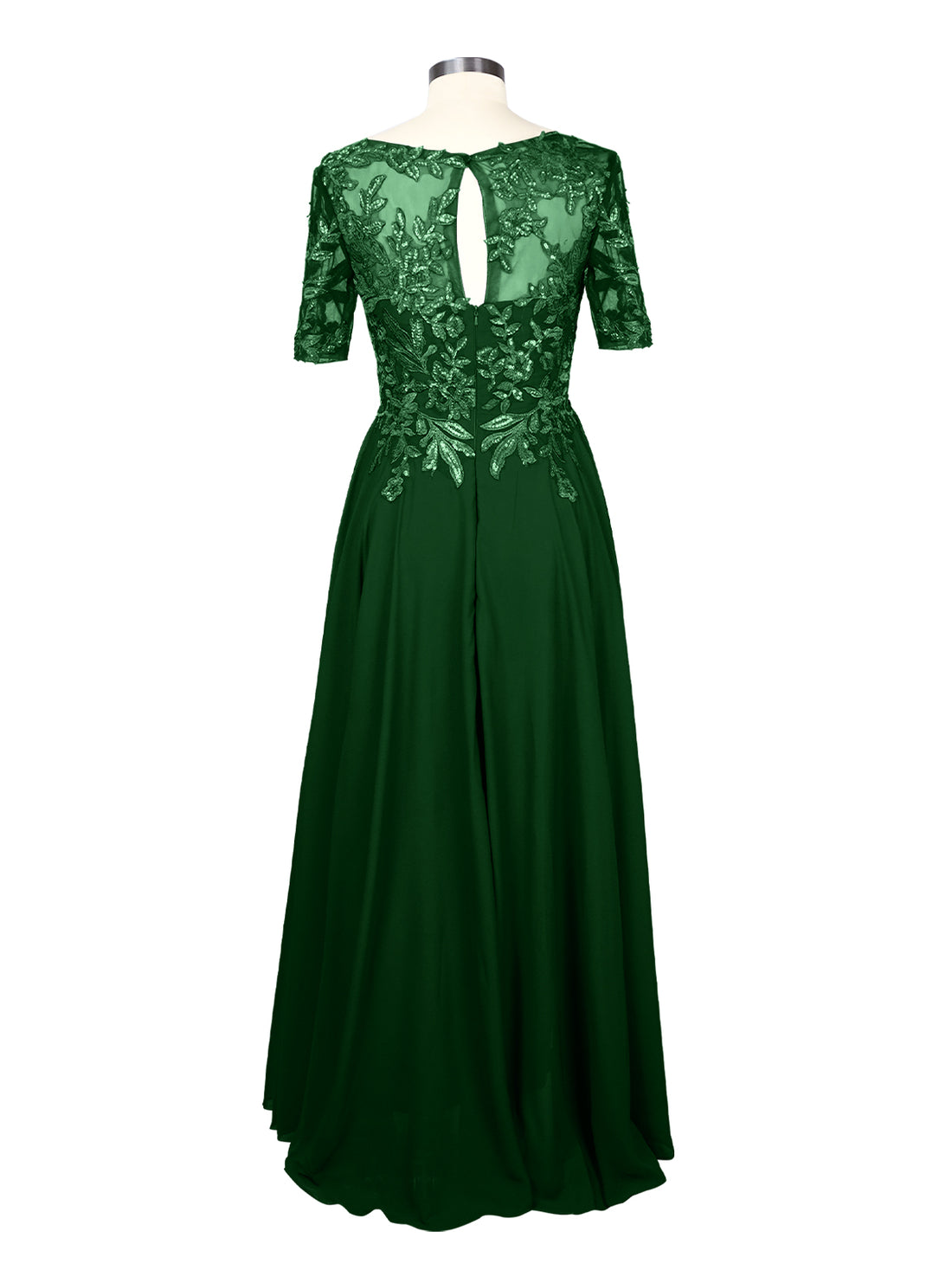 Applique Half Sleeves Chiffon Dress 