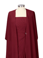 Ruched Chiffon Two-Piece Dress Set 