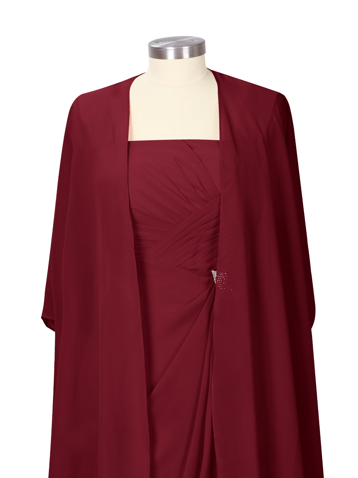 Ruched Chiffon Two-Piece Dress Set 
