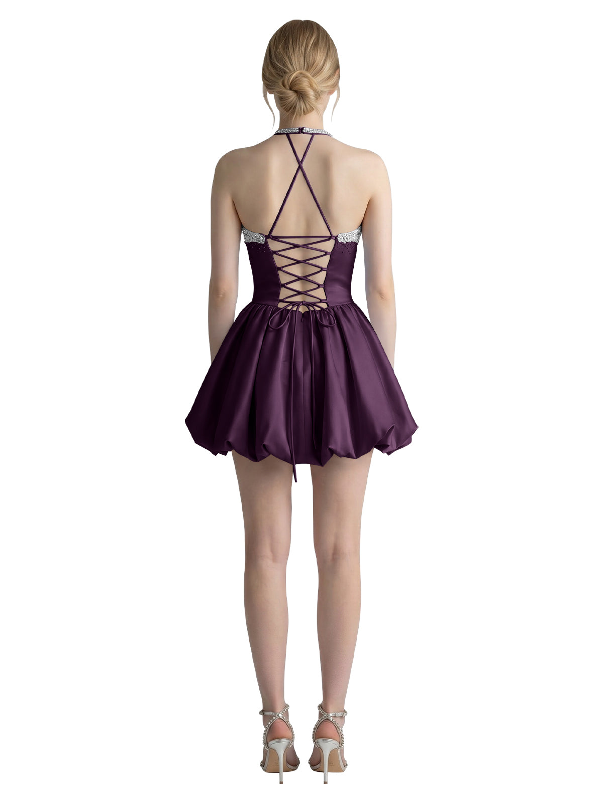 Beading Bubble Hem Mini Dress 