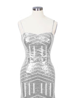 Geometric Sequin Prom Dress 