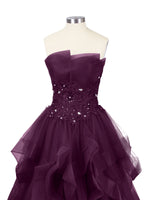 Tiered Strapless Prom Dress 