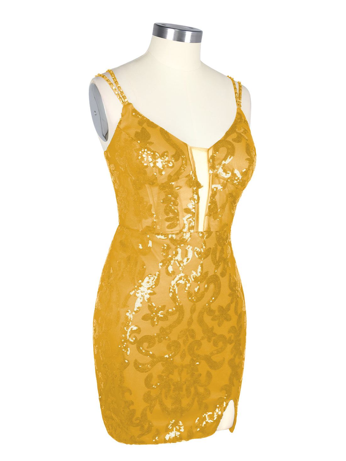 Double Spaghetti Bodycon Mini Dress 