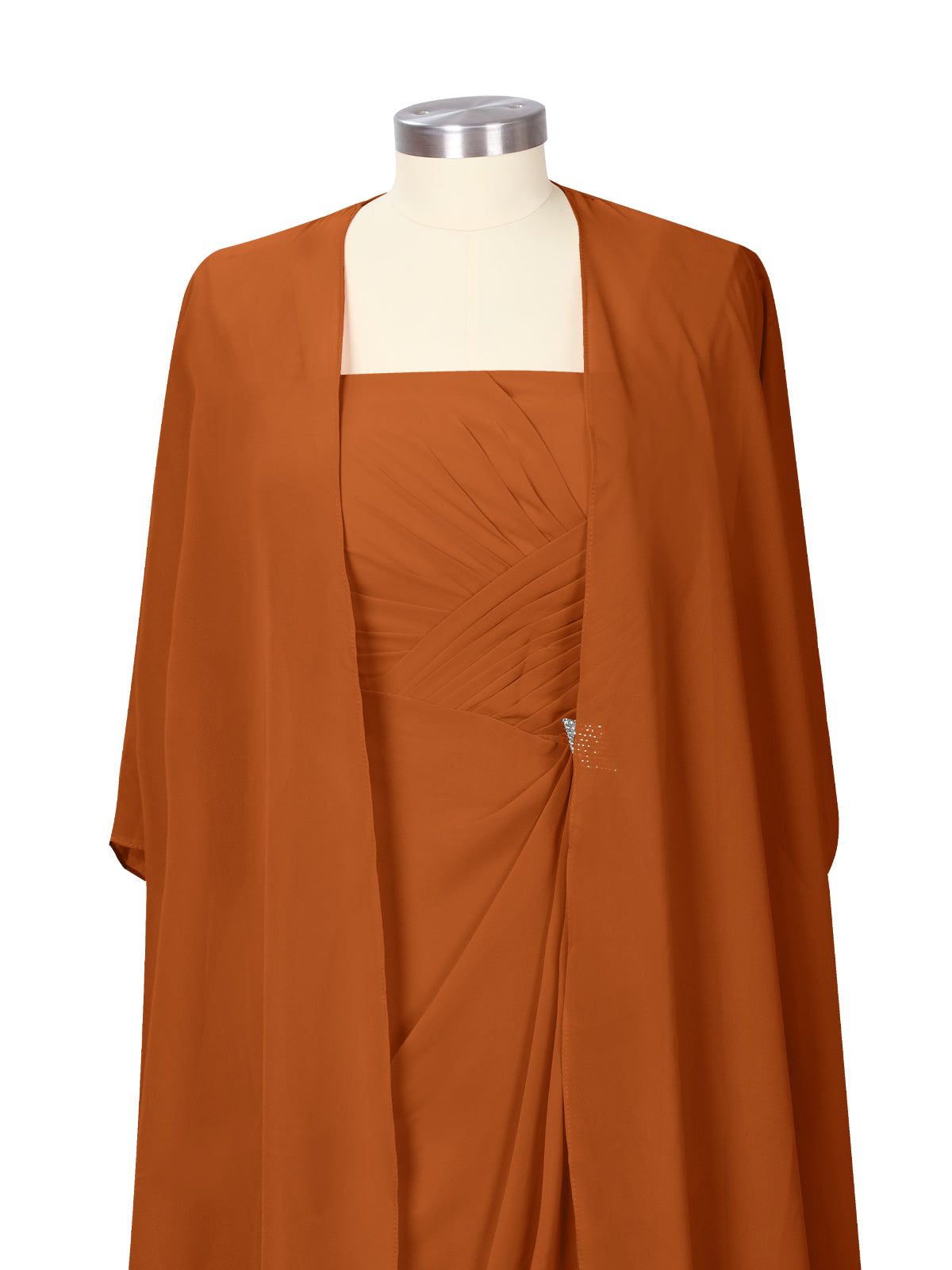 Ruched Chiffon Two-Piece Dress Set 