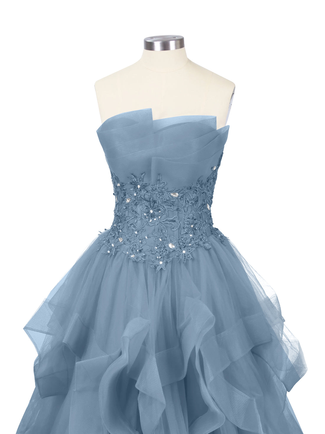 Tiered Strapless Prom Dress 