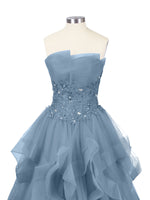 Tiered Strapless Prom Dress 