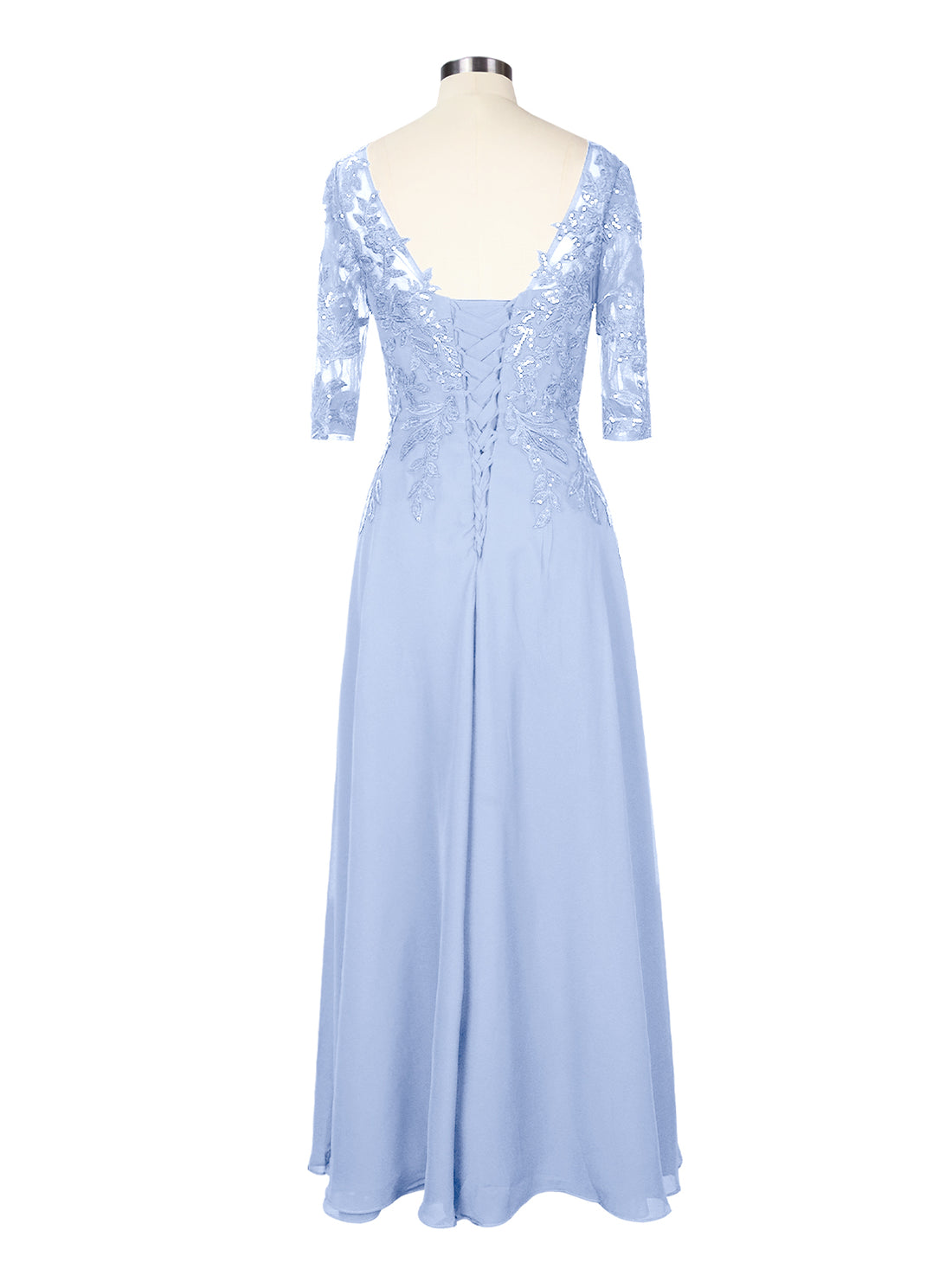 Applique V-Neck Chiffon Dress 