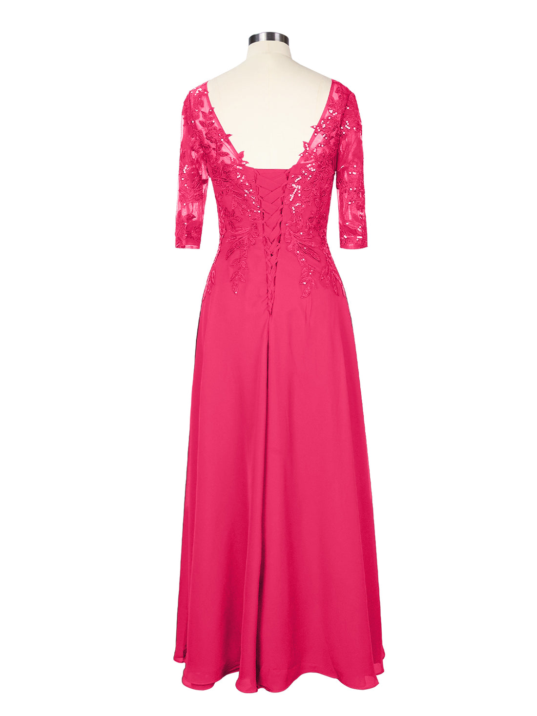 Applique V-Neck Chiffon Dress 