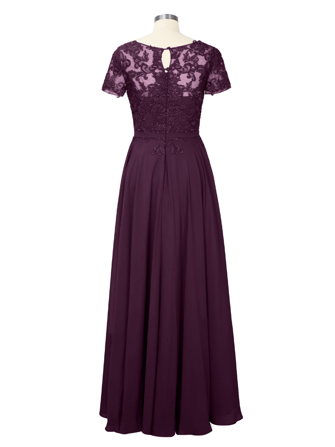 Illusion Applique Chiffon Dress 