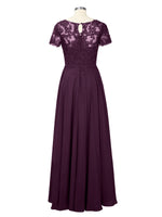 Illusion Applique Chiffon Dress 