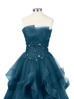 Tiered Strapless Prom Dress 