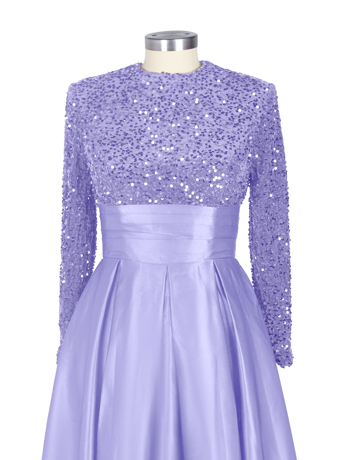Sequined Boat Long Sleeves Dress 