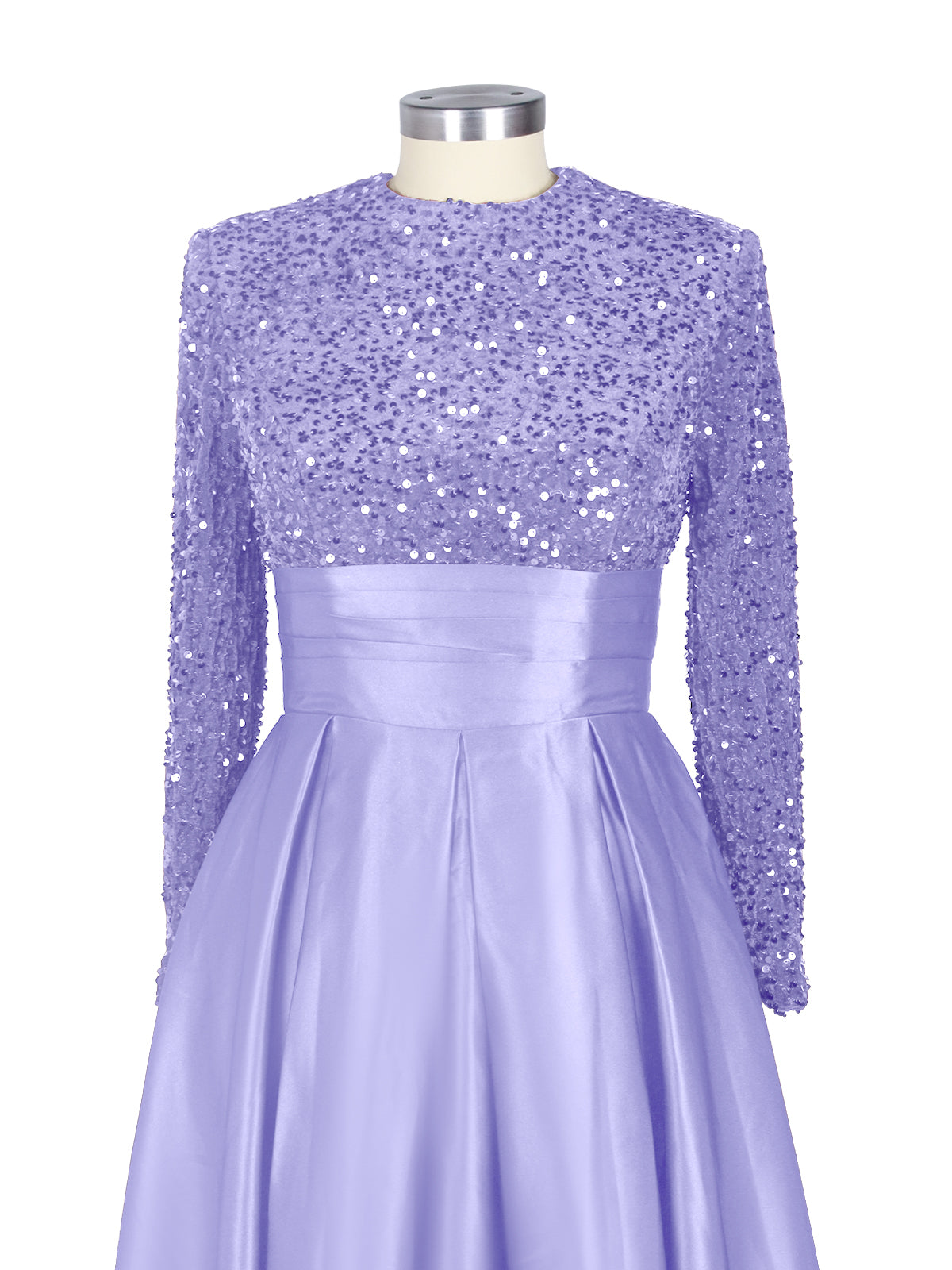Sequined Boat Long Sleeves Dress 