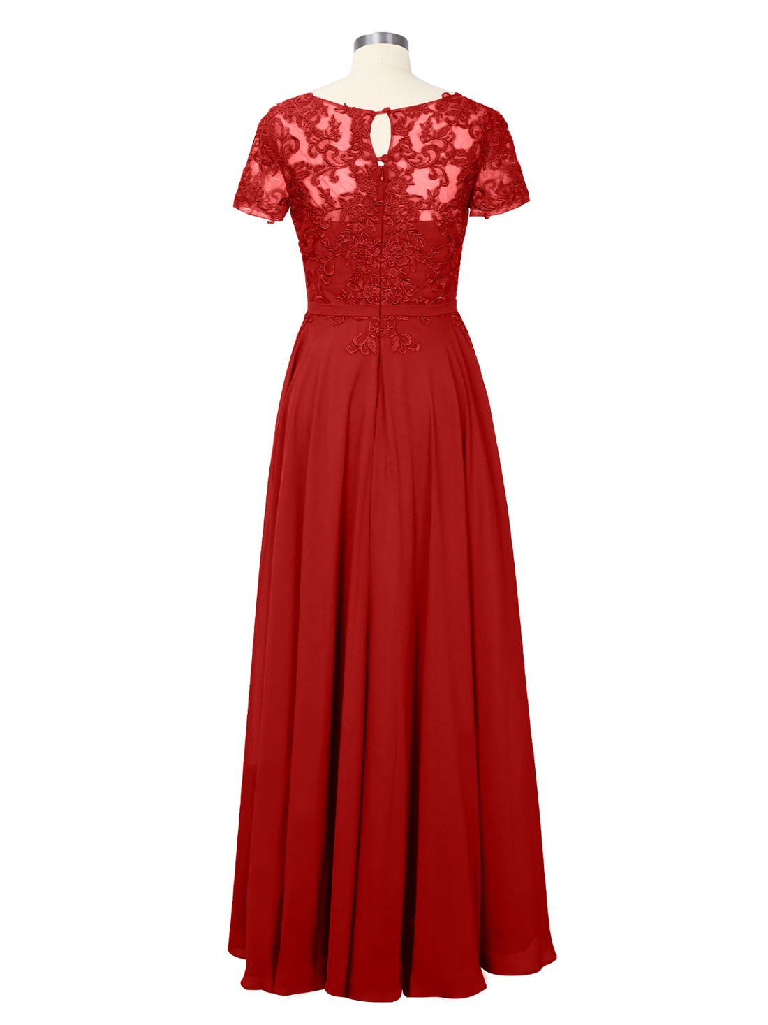 Illusion Applique Chiffon Dress 