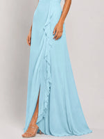 Sweetheart Neckline Bridesmaid Dress with Ruffled Details