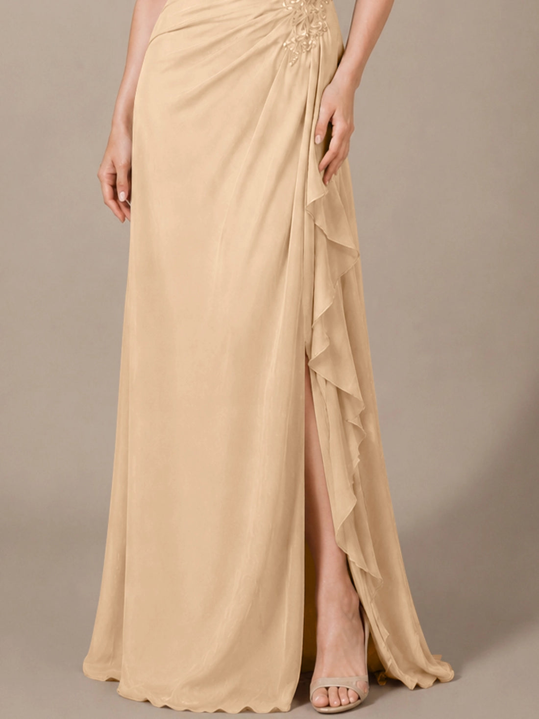 Chiffon Mother of the Bride Dress with Lace Appliques