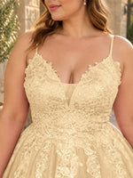 Applique Soft Tulle Mini Dress-Plus Size