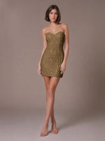 Velvet Sequin Homecoming Dress with Sweetheart Neckline 