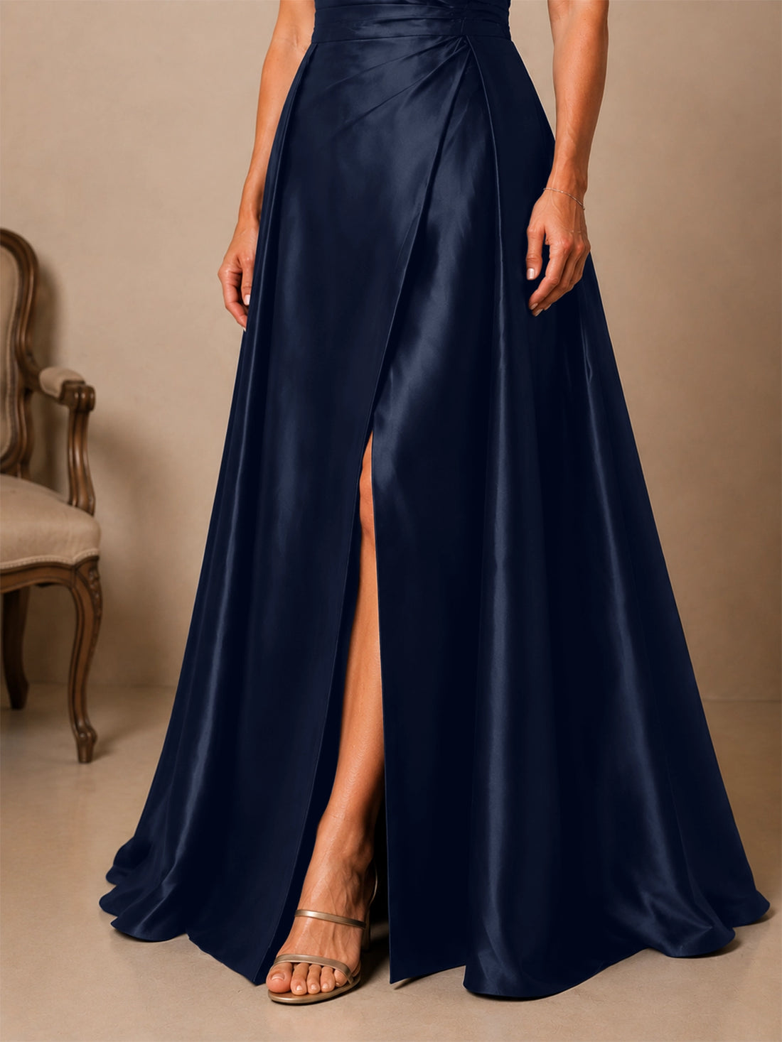 Silk-like Prom Dress with Short Sleeves