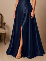 Silk-like Prom Dress with Short Sleeves
