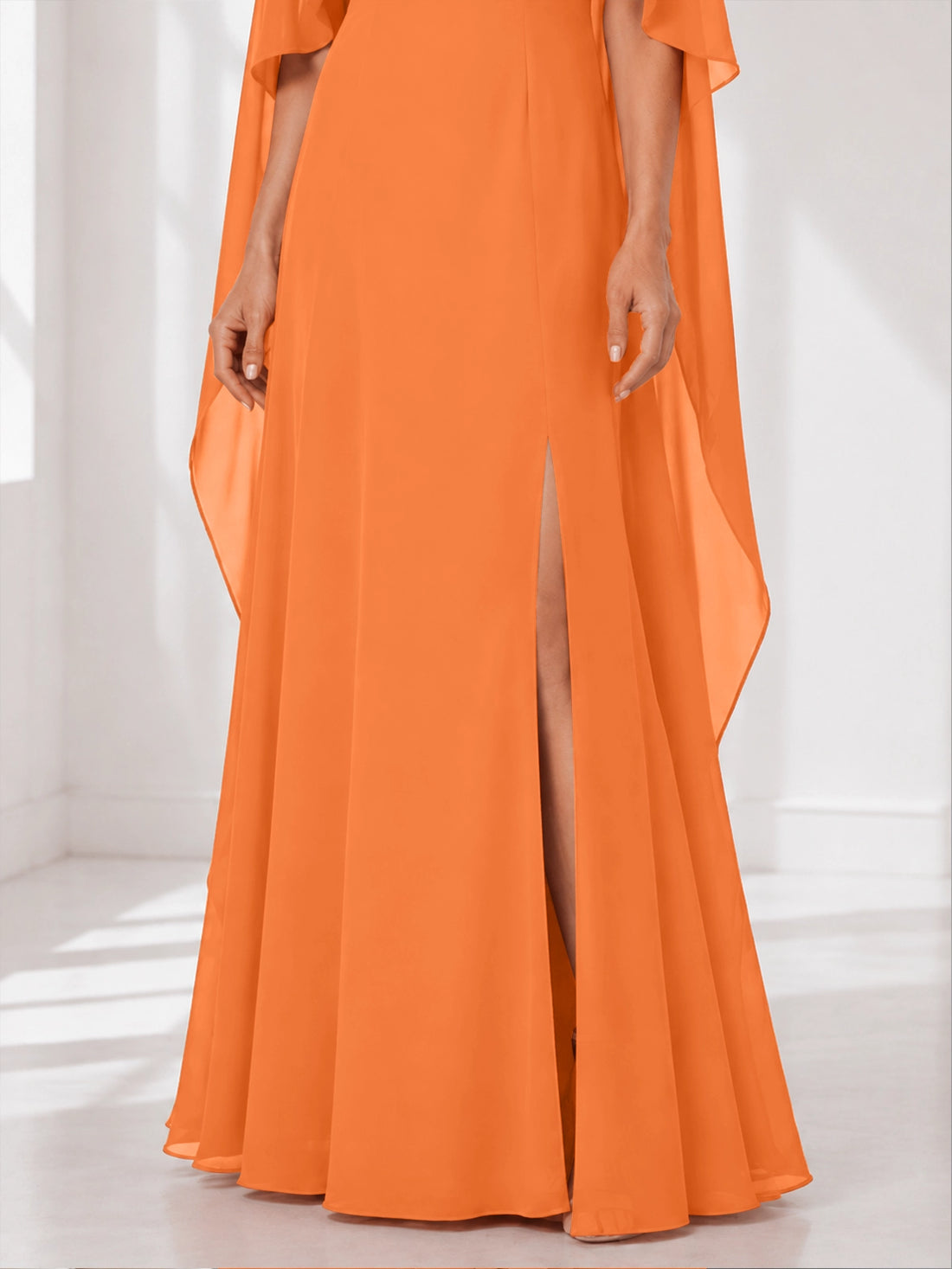 Chiffon Mother of the Bride Dress with Cape Overlay