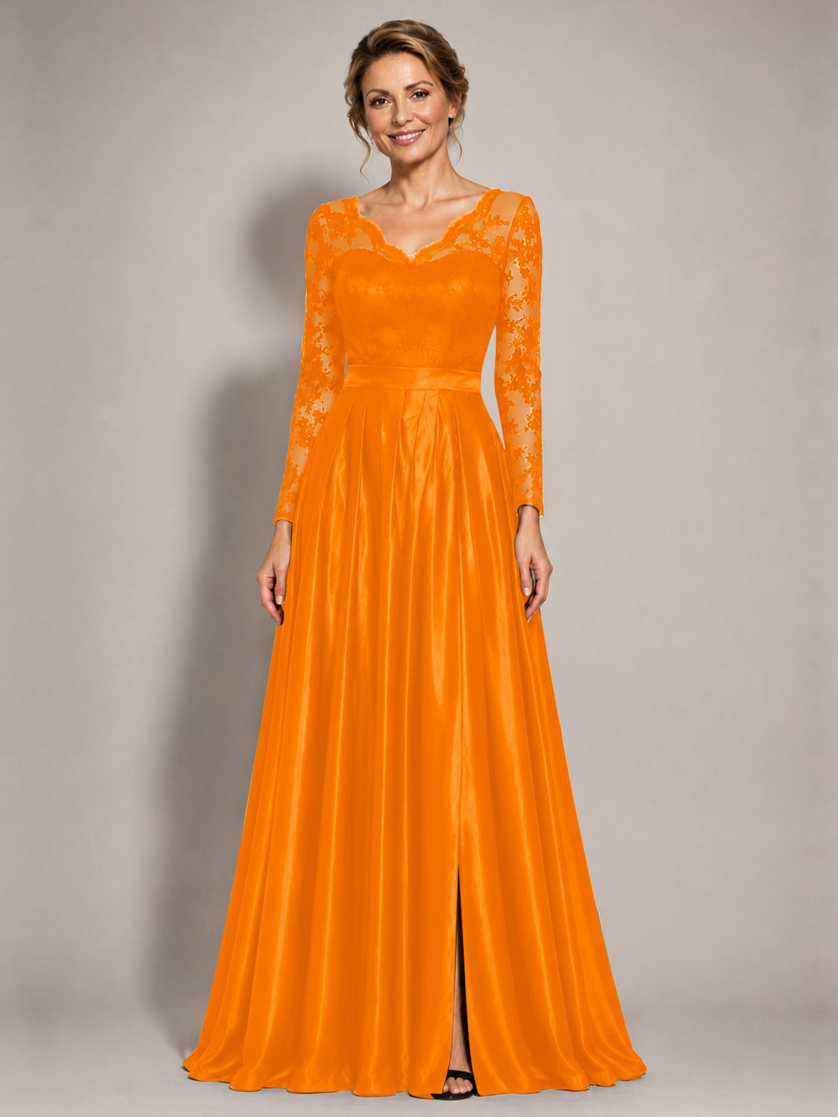 Satin Mother of the Bride Dress with Appliques