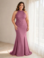 Halter Neckline Trumpet Dress-Plus Size 