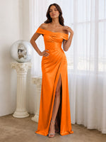 Off-the-Shoulder Prom Dress with Ruched Bodice 