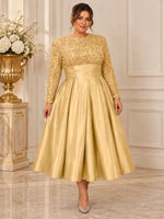 Sequined Mother Dress with Pockets-Plus Size 