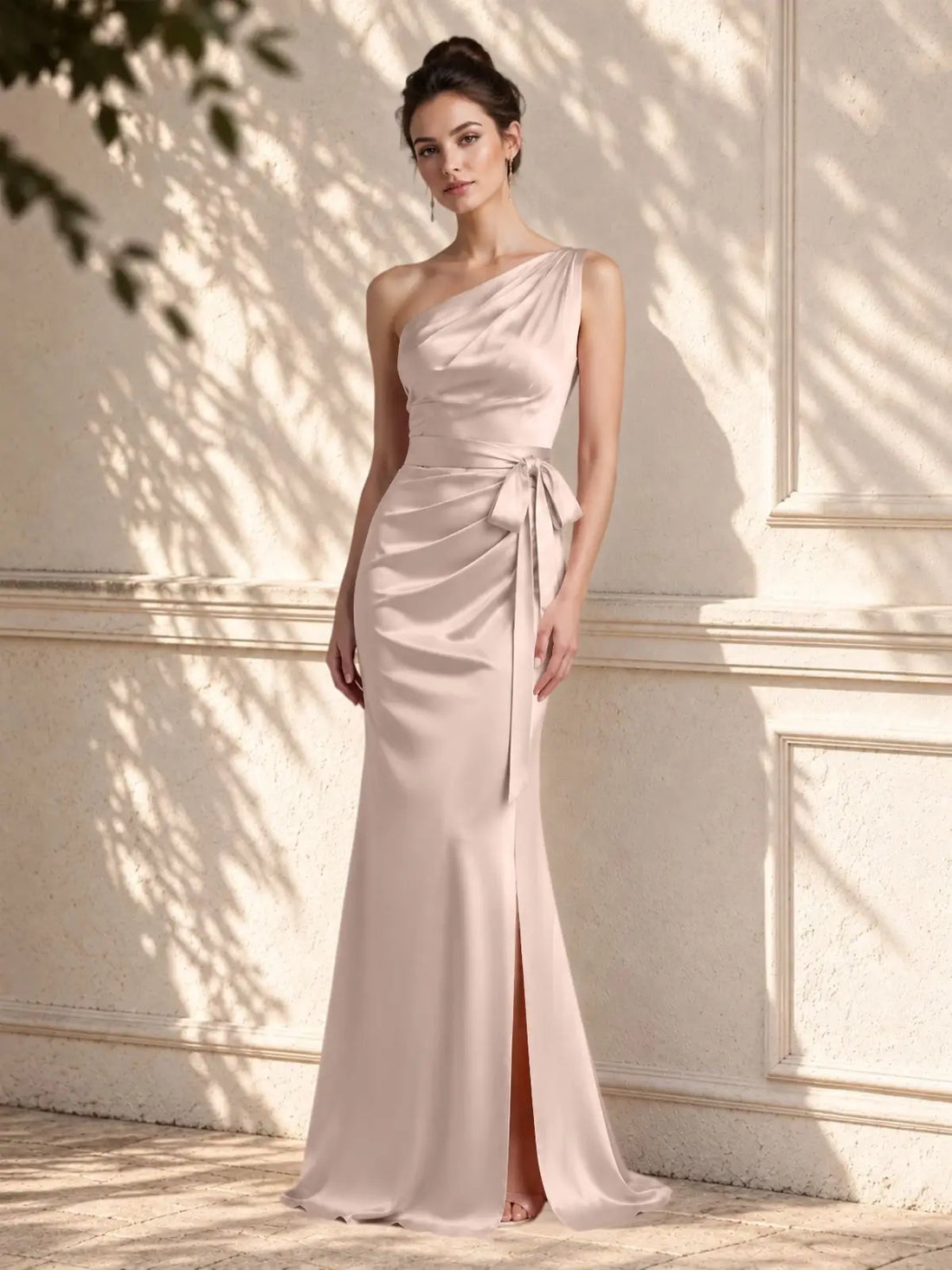 One-Shoulder Bridesmaid Dress with Sash