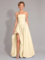 Iridescent Taffeta Prom Dress with High Slit 