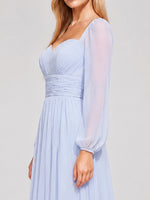 Elegant A-line Bridesmaid Dress with Long Sleeves