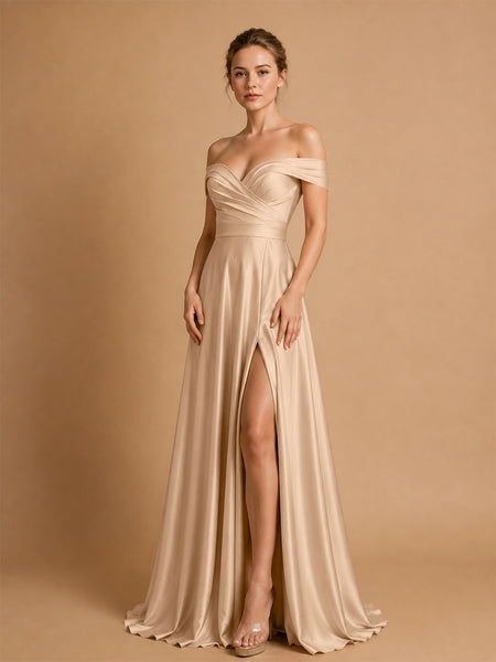 A-line Prom Dress with High Slit 