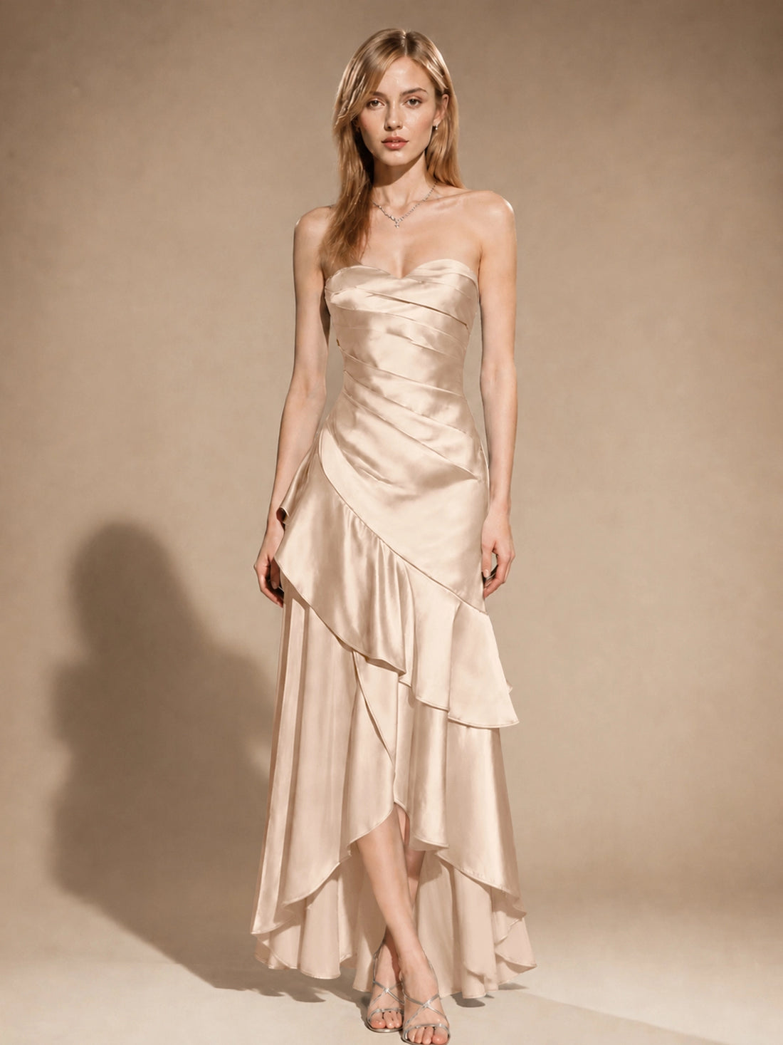 Strapless Prom Dress with Tiered Ruffles 