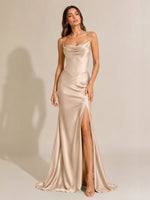 Sheath Bridesmaid Dress with High Slit 