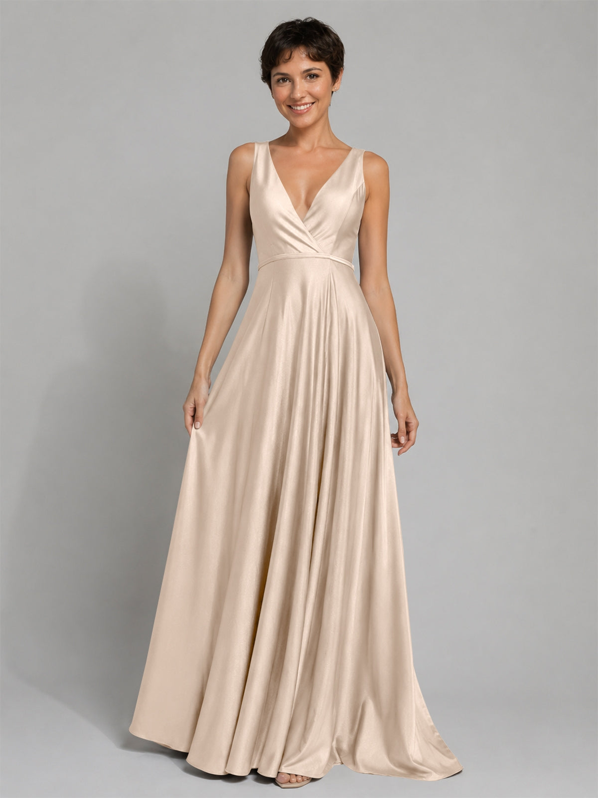 A-line Bridesmaid Dress with Cross-Over Bodice