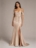 Mermaid Bridesmaid Dress with Tie Waist Sash