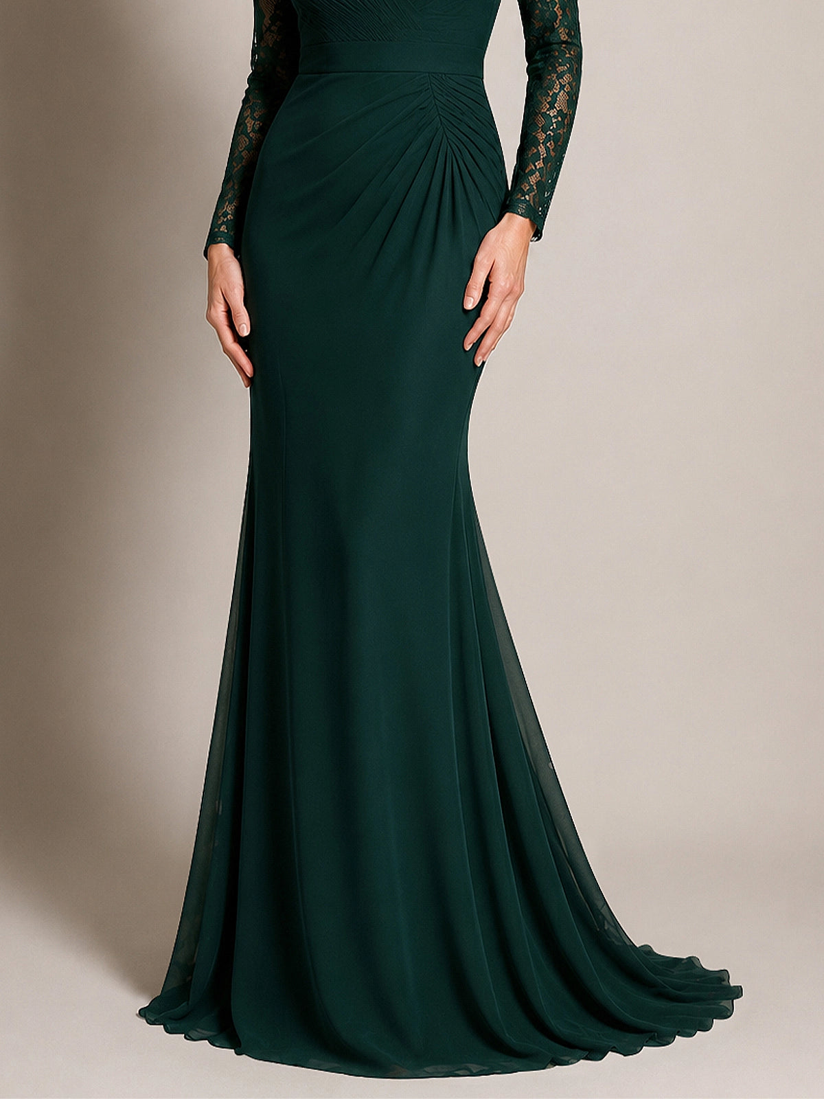 Mermaid Mother of the Bride Dress with Long Lace Sleeves