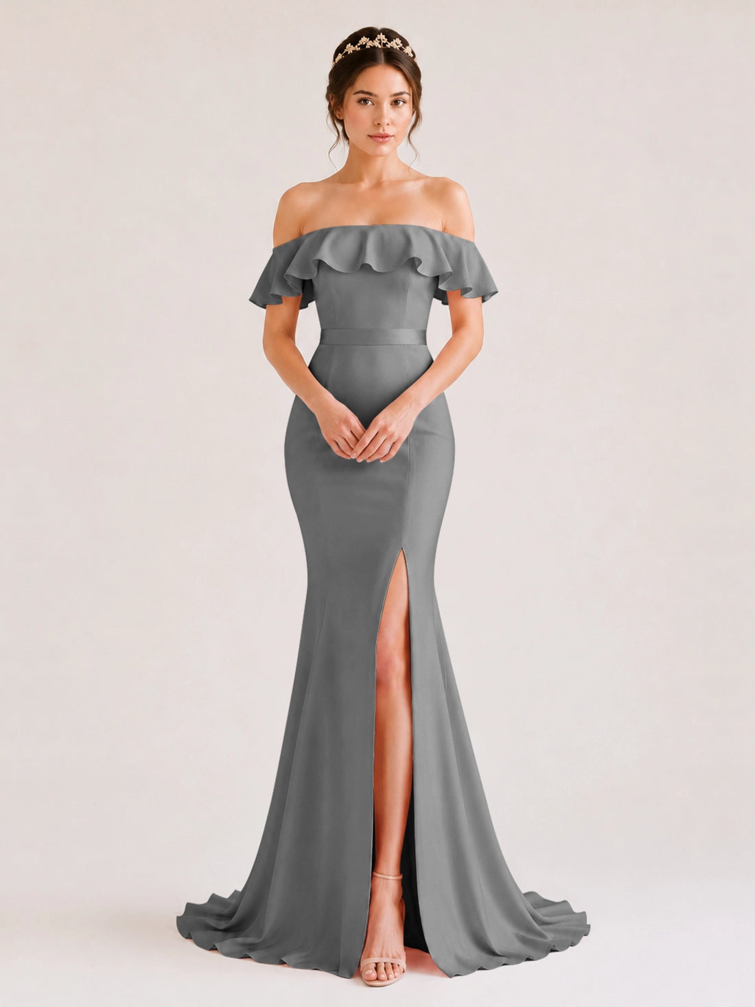 Mermaid Bridesmaid Dress with Ruffle Design 