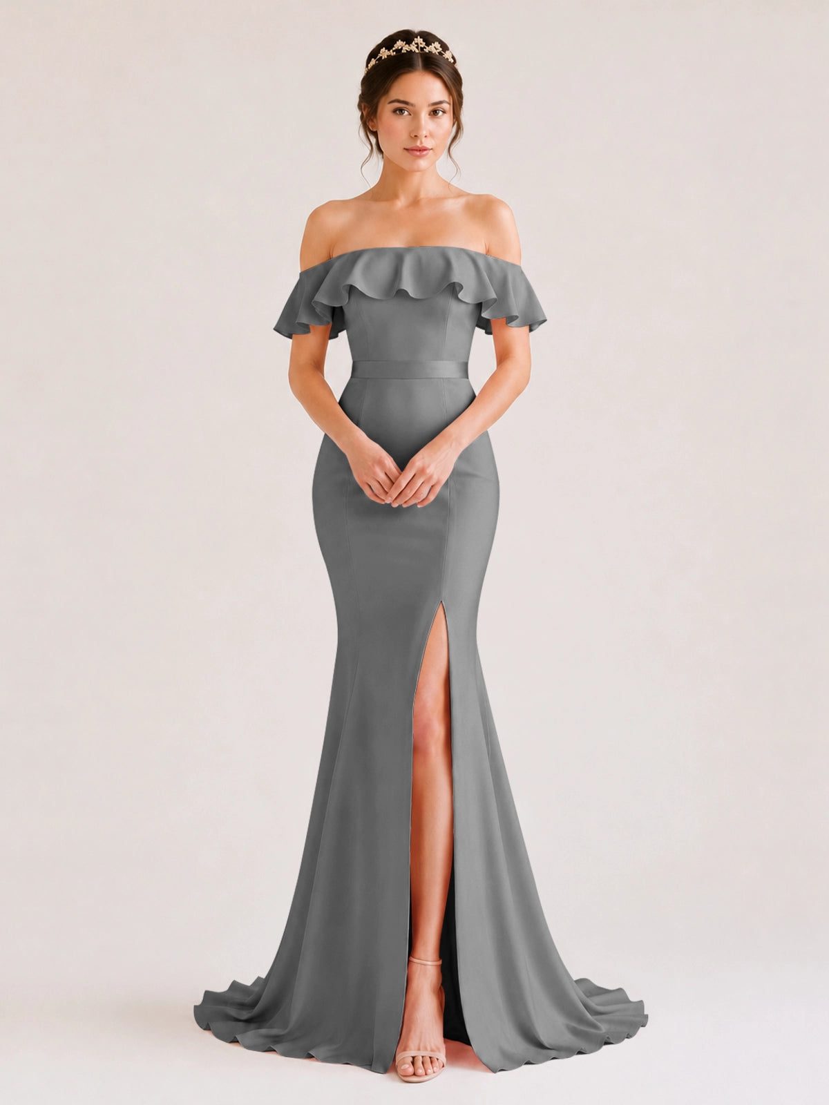 Mermaid Bridesmaid Dress with Ruffle Design 