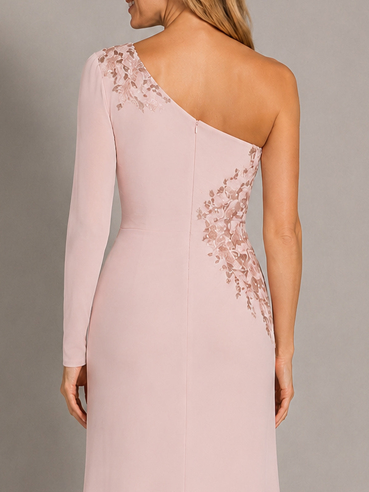 One-Shoulder Mother of the Bride Dress with Appliques