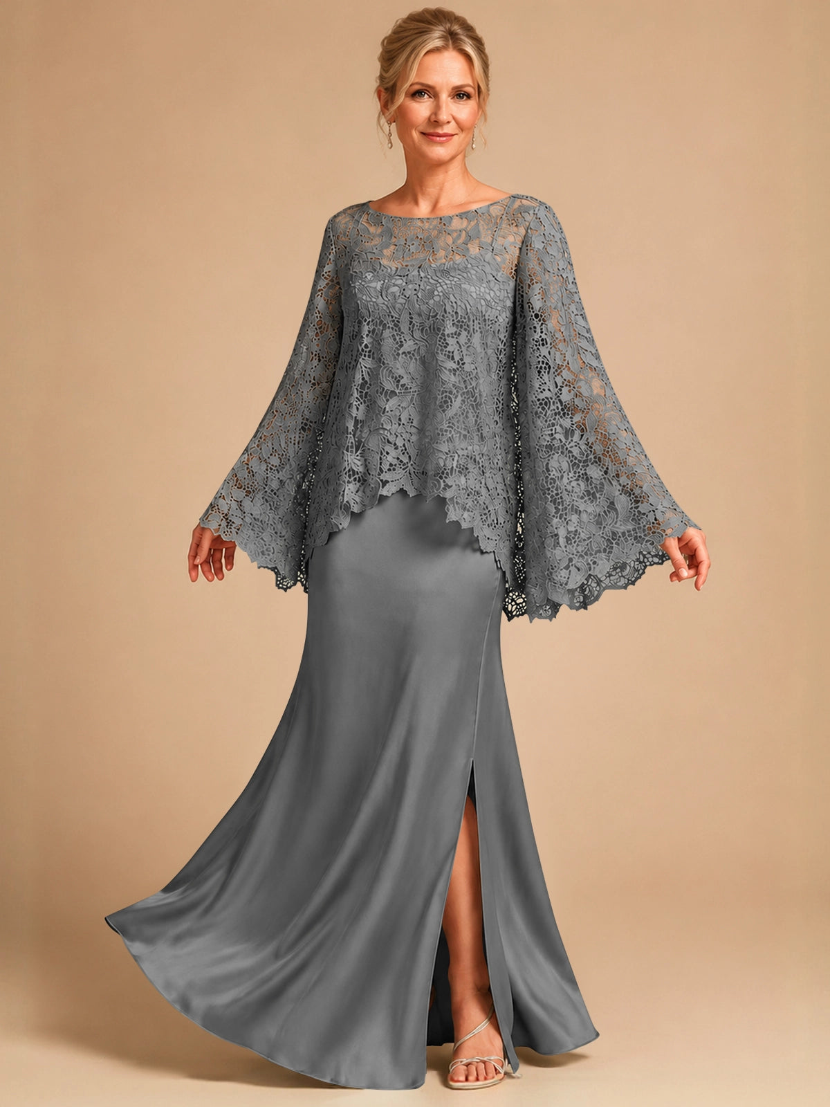 Two-piece Mother of the Bride Dress with Lace Top 