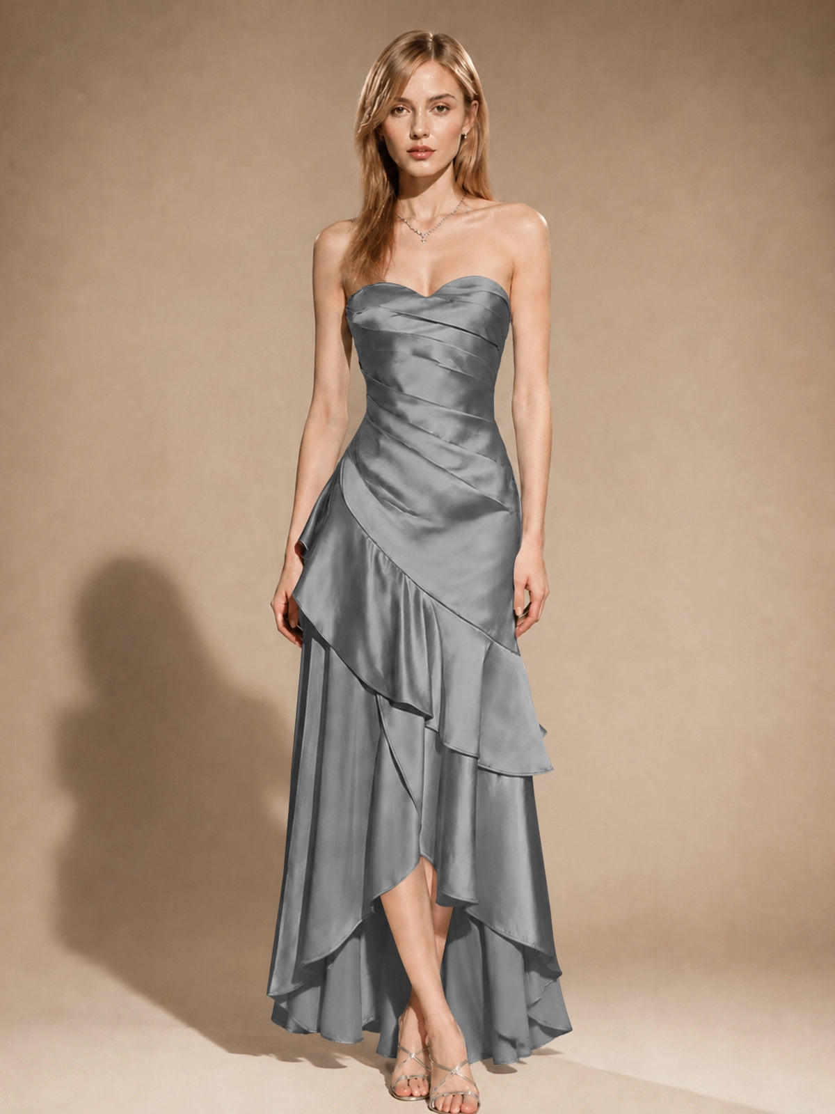 Strapless Prom Dress with Tiered Ruffles 