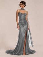 Mermaid Bridesmaid Dress with Neck Scarf 