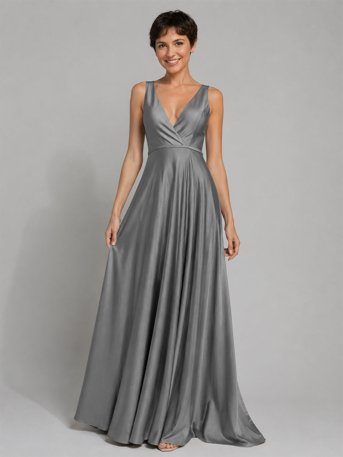 A-line Bridesmaid Dress with Cross-Over Bodice