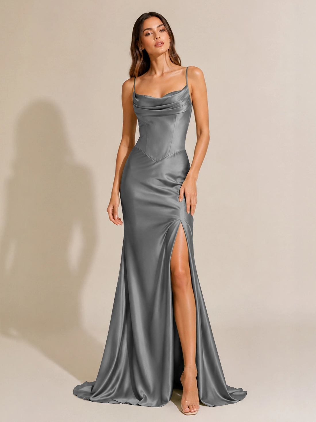 Sheath Bridesmaid Dress with High Slit 