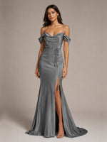 Mermaid Bridesmaid Dress with Tie Waist Sash