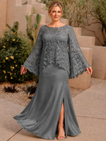 Two-piece Mother of the Bride Dress with Lace Top-Plus Size 