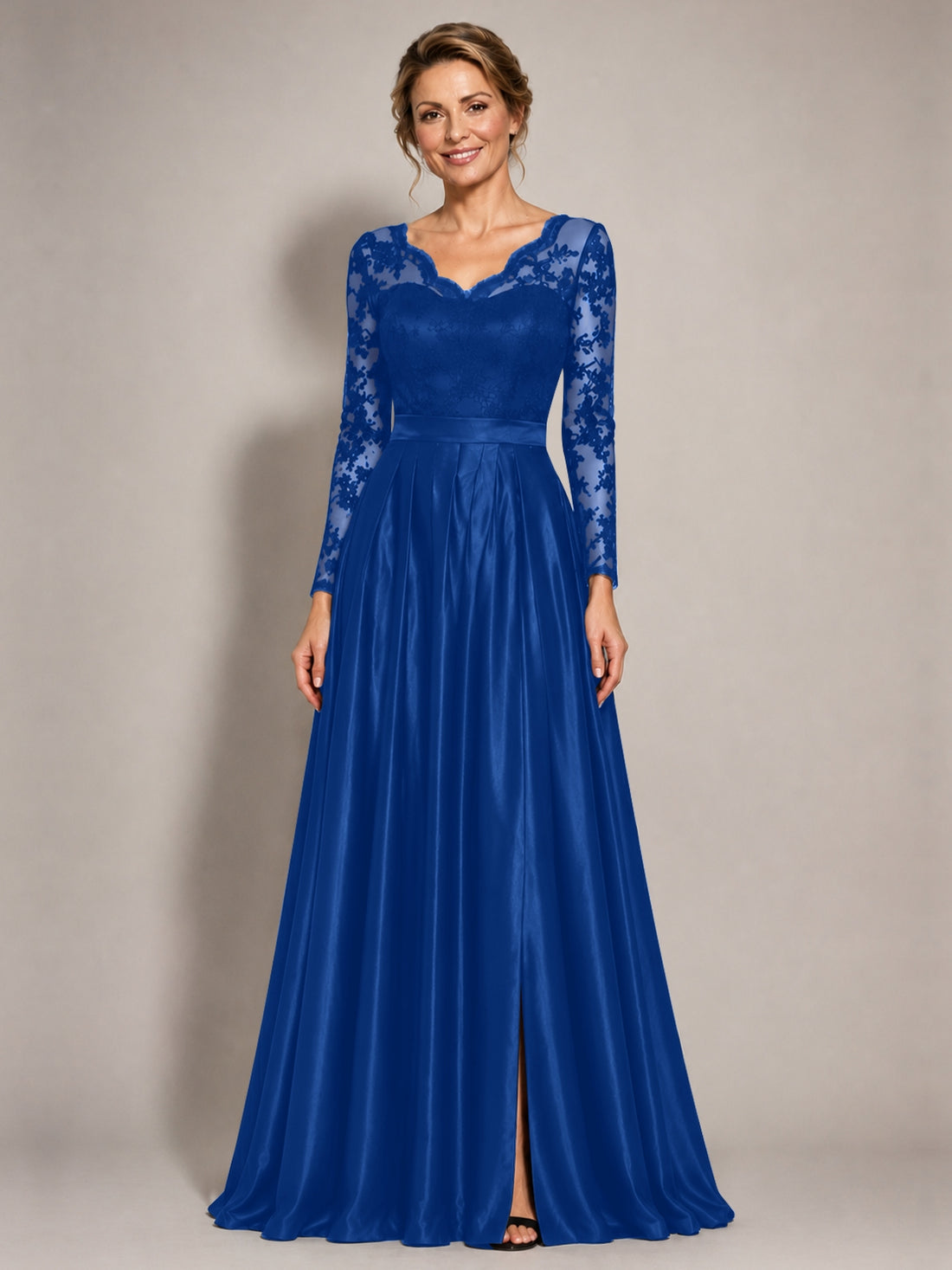 Satin Mother of the Bride Dress with Appliques