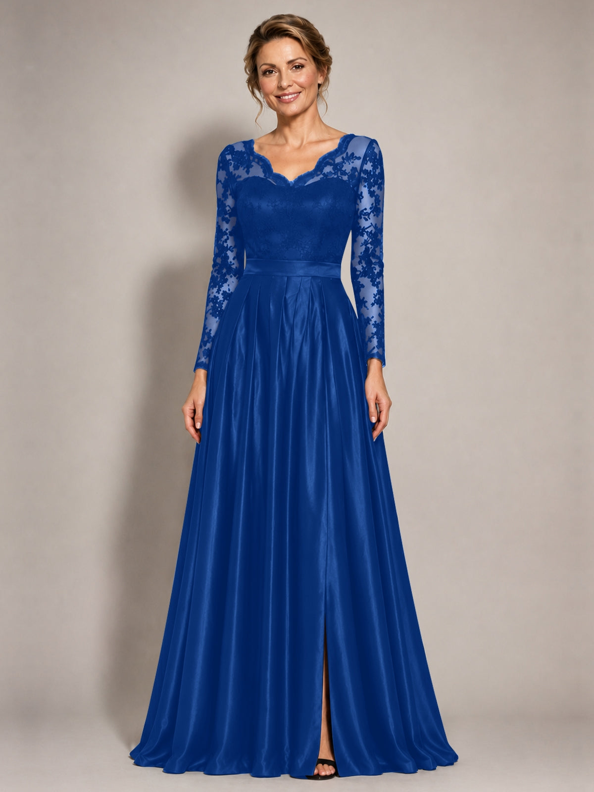 Satin Mother of the Bride Dress with Appliques